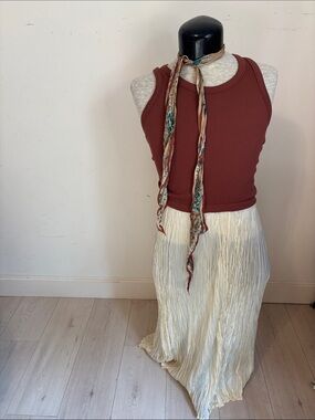 Silk Savannah Cream Crinkle Maxi Skirt